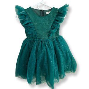 Trish Scully Girls Green Glitter Emerald Party Holiday Photoshoot Dress Size 6